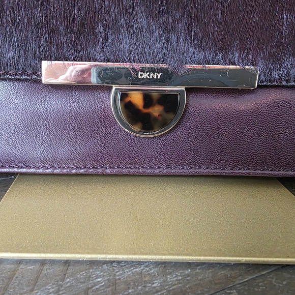 Donna Karen Haircalf & Lamb Leather Shoulder Bag - NWT- Burgandy - Picture 3 of 11